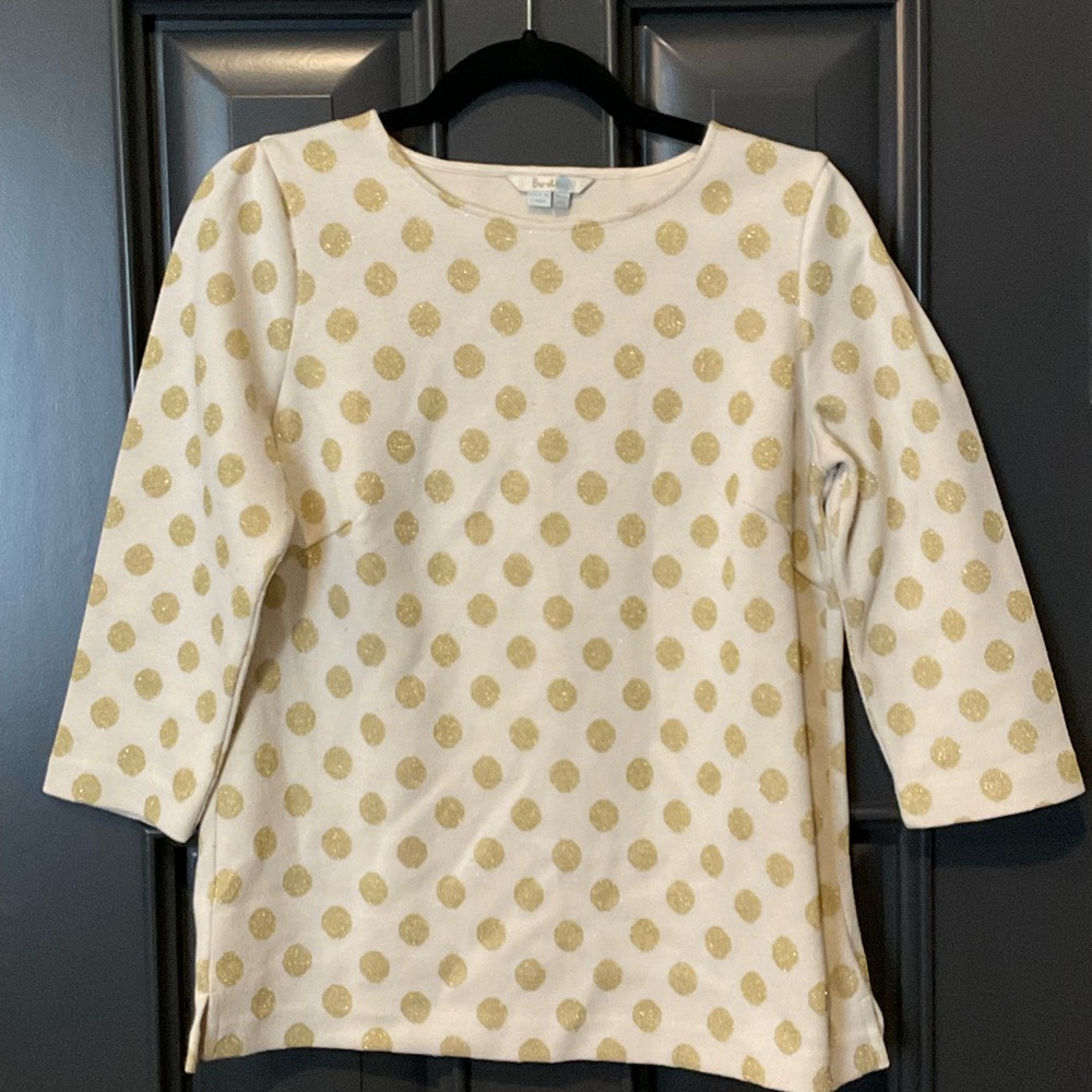 Boden Polka Dot Top in Cream and Gold. Size 8